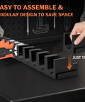 Expandable Magnetic Plier Organizer With 0.51 0.71 And 0.87 Inch Slots, Modular Tool Box And Drawer Organizer shown with hand installing a module