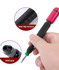 Close-up of 21 In 1 Precision Pin Vise Hand Drill Set With 10 Mini Drill Bits showing anti-slip texture and solid grip.