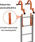 Two Pack Heavy Duty Roof Ladder Hook With Wheel And Rubber Grip T Bar Extension Ladder Stabilizer showing design and mounting holes