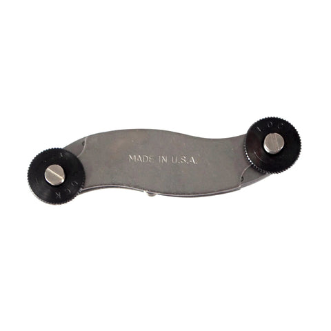 Unipec screw pitch gauge, 18-leaf metric thread gauge in steel with knurled ends, Made in USA.