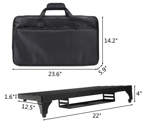 22 X 12.5 Inch Aluminum Guitar Pedal Board With Power Supply Tray Carry Bag And Mounting Tapes Included Black Portable Lightweight For Gigging Musicians