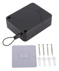 Retractable Door Closer No Drill 1200g Tension With Steel Drawstring for Sliding Glass Screen Doors shown with installation parts