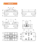 Technical drawing of Tough As Nails Heavy Duty Self Centering Bench Vise For Cnc Machines with detailed dimensions.