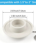 Solid 2 Pack Rubber Tub Stopper With Long Stainless Steel Beaded Chain And Heavy Duty Drain Plug For 1.5 To 2 Inch drains, dimensions visible.