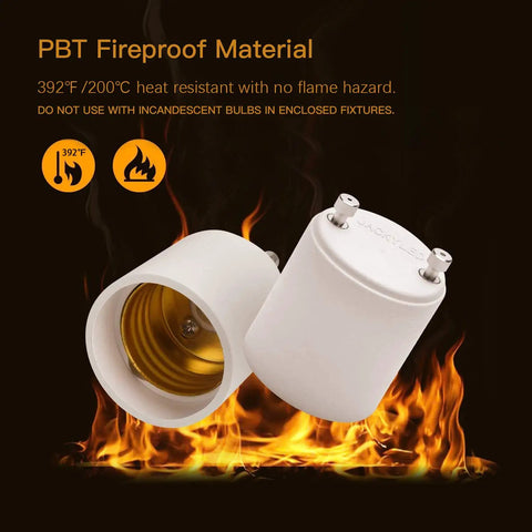 GU24 To E26 E27 Adapter 4 Pack Convert Bi Pin GU24 Fixtures To E26 Or E27 Screw In Sockets Heat Resistant Up To 392F