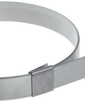 Close-up of CP12S9 Center Punch Clamp Workhorse Five Eighths Inch Wide 0.025 Inch Thick 3 Inch Diameter 201 Stainless Steel 50 Per Box