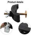 Close-up of Sturdy Press Plate Clamp Set For Engraving Machines, showing butterfly grip and durable metal and plastic clamp details.