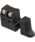 Heavy Duty Variable Speed Trigger Switch With Dead Easy Turn Knob For Electric Drill And Circular Saw Lock On Or Self Rest Mode Black Housing side view with connectors.
