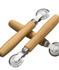 Two Precise 0.5mm Cardboard Scoring Tools with durable metal wheels and oak handles, ergonomic design for smooth creasing.
