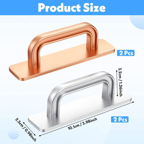 4 Pack Adhesive Cabinet Handles No Drill Stick On Cabinet Pulls Durable Self Stick Drawer Handles For Kitchen Bathroom Furniture Easy Install Strong Bonding On Wood Metal Plastic. 10.1cm x 3.2cm handle size, rose gold and silver