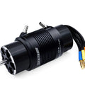 Rock Solid Brushless RC Boat Motor With Heavy Duty Water Cooling Jacket High Torque 920KV 4 Pole Design 5MM Shaft, black housing, viewed from side.
