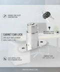 Solid Zinc Alloy Cabinet Cam Lock With Two Keys Replacement For Drawers Sliding Doors And Office Furniture