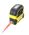 2 In 1 Laser Tape Measure With 130 Ft Digital Laser And 16 Ft Manual Tape, Magnetic Hook, Pythagorean Calculations, Area And Volume, LCD Screen, Inch Metric Ft Unit For Builders, Carpenters, And DIY Woodworking Pros on black and yellow casing