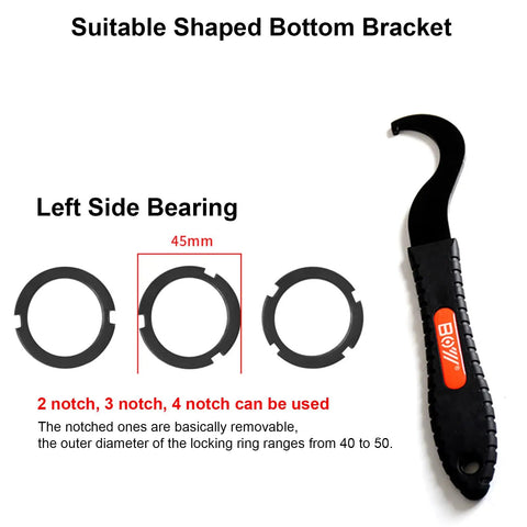 Pro Grade Lock Spanner For Bike Bottom Bracket Removal Tool with notched cups for left side bearing removal