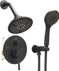 Matte Black Shower System With 3 Function Handheld Showerhead And 6 Inch Rain Shower Combo High Pressure 2 In 1 Shower Faucet