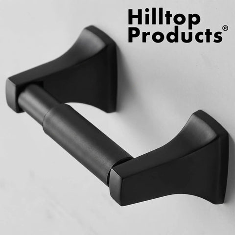 Two Pack Toilet Paper Holder Replacement Rod With Spring Loaded Roller Universal Fit For Most Bathroom Tissue Holders Black Easy Install No Fuss Quick Fix For A Worn Out Or Missing Rod installed on wall