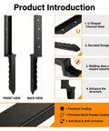 Heavy Duty Fence Post Repair Kit Featuring Rock Solid Steel Anchors And Beefy L Shaped Stakes, 30-inch black steel L stake front and back view.