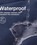 Water pouring over dark fabric of 3 In 1 Winter Ski Jacket With Fleece Liner, showcasing waterproof outer shell.