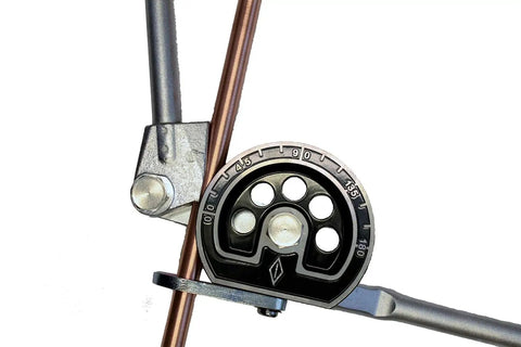 Lever Tube Bender For Five Eighths Inch Outer Diameter Tubing With Integrated Angle Markings And Cushion Grip Handles For Copper And Aluminum Pro Grade Bends showing angle markings in use on copper tubing.