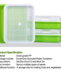 Set of soil-free seed sprouter trays with lids in green, BPA-free PP material, 13.4x9.84x4.72 inches, no soil needed