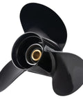 Suzuki 14 Inch Diameter 19 Pitch Aluminum Outboard Propeller, 3-Blade Right-Hand RH, black metal propeller view
