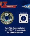 Electric Trailer Brake Assembly 10 Inch By 2-1/4 Inch For 2300-3500 Lb Axles, 5 Bolt On 4.5 Drum Hub Compatibility Diagram