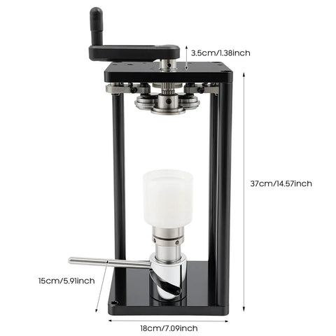 Heavy Duty Manual Cup Sealer For Soda And Tin Cups, stainless steel and plastic, 37cm tall, designed for quick beverage sealing.