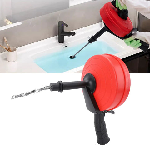 25 Foot Drain Auger Crafted from 65 Manganese Steel Cable With ABS Housing, Manual and Drill Powered Snake to Crush Tough Clogs without Blowing a Gasket in action clearing a sink drain.