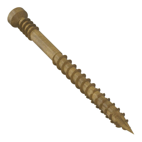 No Sweat Finish Trim Screws #7 X 2 In Tan Exterior Coating with rapid entry sawtooth tip for smooth countersink grip.
