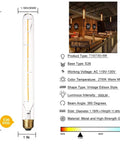 Diagram of Dimmable T10 LED Filament Tubular Bulb 6W Warm White 2700K 11.8 Inch Long Tube Retro Vibe LED Filament 60W E26 Base