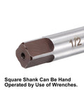 Close-up of a Half Inch Hand Reamer H8 Precision Tool Steel with 6 Flutes Straight Shank showing the 1/2 inch marking.