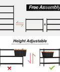 Heavy Duty Five Tier Metal Storage Rack With Ultra High Load Capacity 3850 Lbs for easy assembly and adjustable height options.