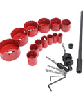 Ultimate 21 Piece HSS Hole Saw Kit For Metalworkers: Fast Cutting 25mm To 3 Inch Drill Set With Extenders And Accessories To Nail Any Project Today. Red HSS bi-metal hole saw kit with drill bits and extenders