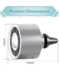 Portable Usb Car Vent Fan With Three Speed Gears And Adjustable Clip to Blast Out Stale Air, showing product dimensions 2.44 inches by 3.54 inches.