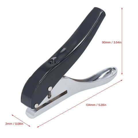 8mm Hole Paper Punch One Hole Puncher Handheld For Office School Home All Metal Design with measurements visible