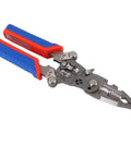 Yunseity 16 In 1 Folding Wire Stripper Pliers Crimper Tool Heavy Duty with red and blue rubber grips for electricians.