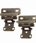 Self Closing Cabinet Hinge Set Half Inch Steel Semi Wrap Overlay For Kitchen Bathroom RV Boat Campervan, 2 Pack, Bronze Finish