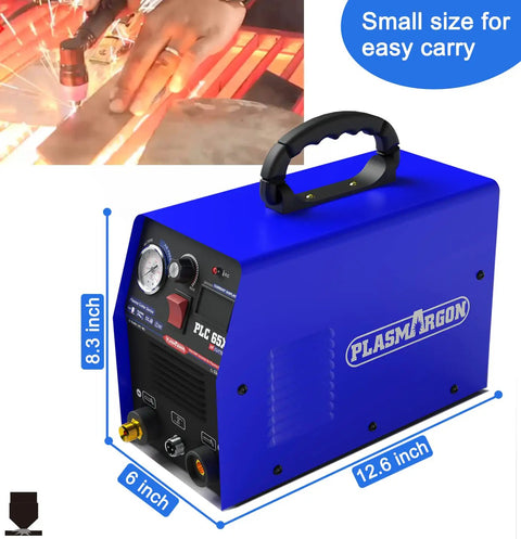 65 Amp Plasma Cutter Workhorse With Dual Voltage 110V 220V IGBT Inverter Pro Grade Cutting Machine showing dimensions