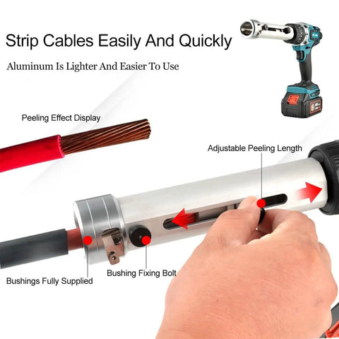 Heavy Duty Electric Wire Stripper And Cutter Peeling Tool With Lithium Battery For Copper Cable Stripping Length Adjustment Soft Grip Handle in use