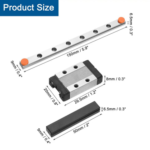 Heavy Duty 150mm Linear Guide Rail Kit With MGN9C Carriage Block And Mini MGN12 Guide For DIY 3D Printers And CNC Machines