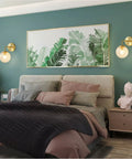 Lit Water Ripple Lampshade Double Gold Wall Sconce Set Dope Luxury Antique Brass Metal Wall Light in bedroom setting