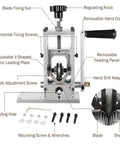 Electric Wire Stripping Machine For Copper Cable Recycling components, featuring adjustable blade, removable feeding panel, and hand crank.
