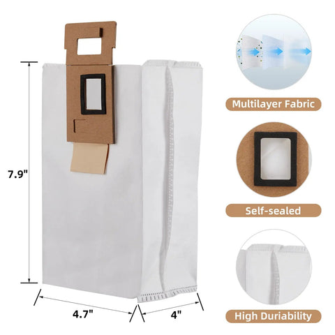 8 Pack Dust Bags For S7 And S7 Plus Auto Empty Dock Vacuum Cleaners, 3L Large Capacity Replacement Bags, dimensions and features.