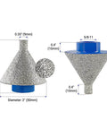 LOZLIN 2-inch diamond core drill bit with 5/8-11 threaded shank; blue hub; for tile, marble, masonry