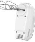 Side view of MX3000W 250 Watt Hand Mixer With 6 Speeds Pro Attachments, featuring 2 wire beaters on a compact white body.