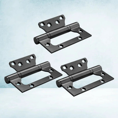 Heavy Duty Silent Flat Door Hinges With Screws Four Inch Thickened Anti Rust Stainless Steel Smooth Close Interior Door Hardware Zero Grind And No Squeak Nonsense, black finish.