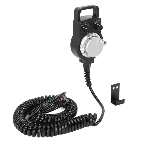 4 Axis CNC Handwheel Pulse Generator With 100PPR For Precise Machine Control Electronic Handwheel shown with coiled cable