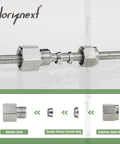 Horiznext 304 stainless steel straight compression fittings for 3/8 in OD tubing to 3/8 in NPT female, two pieces