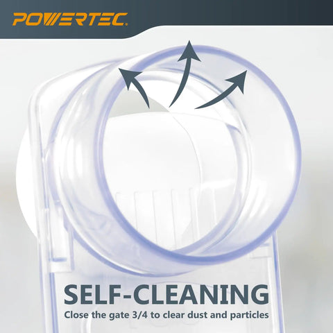 Self-cleaning feature of 4-Inch Three-Machine Dust Collection Kit With 2 45-Degree Elbow Connectors, 2 Y-Fittings, 3 Blast Gates