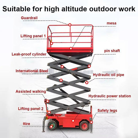 Rock Solid Walk Behind Scissor Lift Aerial Work Platform Hydraulic Lift Table Featuring 500 Kilogram Capacity And 6.8 Meter Reach With 79 By 37 Inch Deck Built Like A Tank For Job Sites